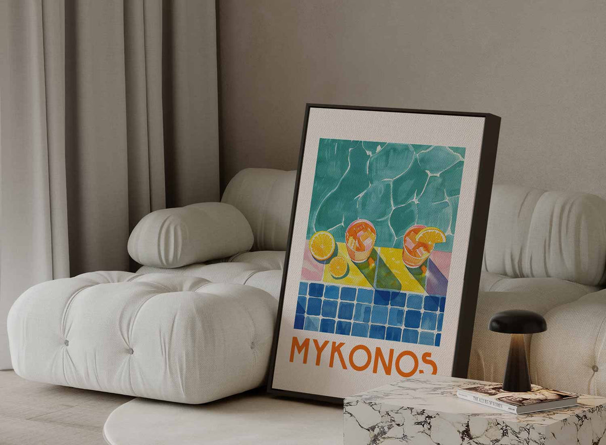 Zomerse Mykonos – dibond kunstwerk als wanddecoratie