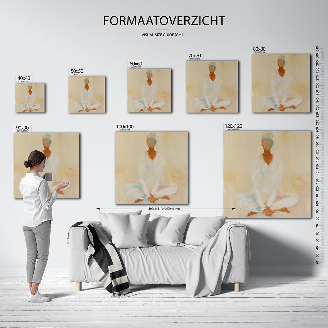 Zittende vredigheid kunstwerk – materiaalweergave – dit kunstwerk toont een zittende figuur in zachte, vloeiende lijnen en