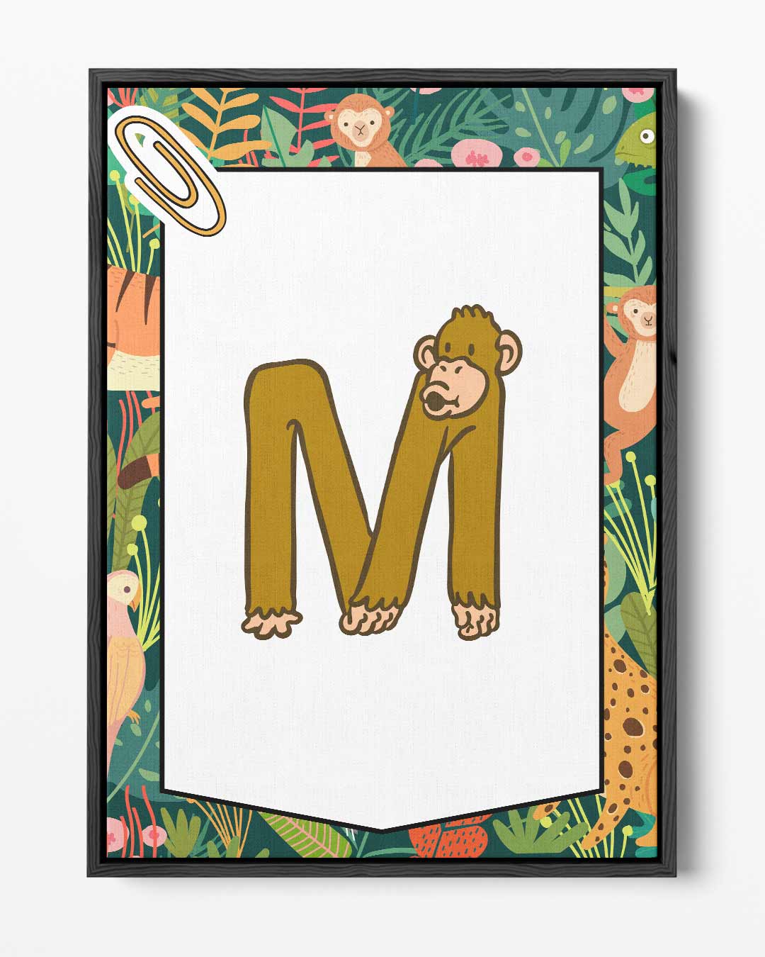 Jungle Alfabet Poster - Letter M – portret kunstwerk als wanddecoratie