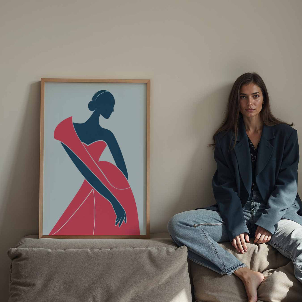 Elegante Vrouwelijke Silhouet – Streetart wandkunst als portret poster
