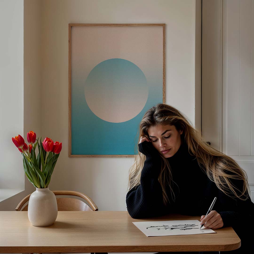 Dromerige Horizons – staande muurposter met kleurrijke abstracte vormen