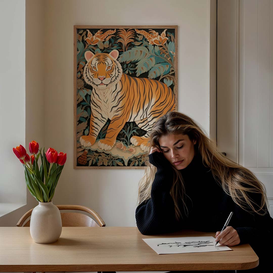 Stoere Tijger Jungle – staande muurposter met dierenthema