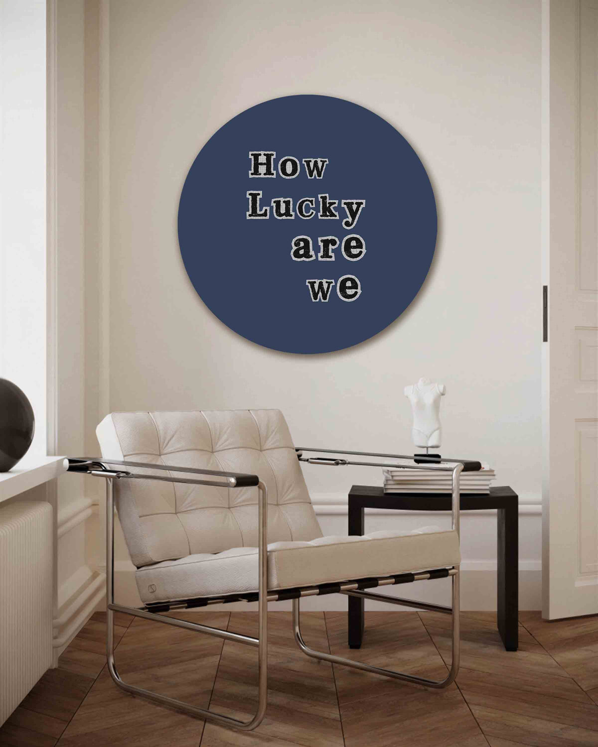How lucky are we – kleurrijke muurcirkel als ronde wanddecoratie