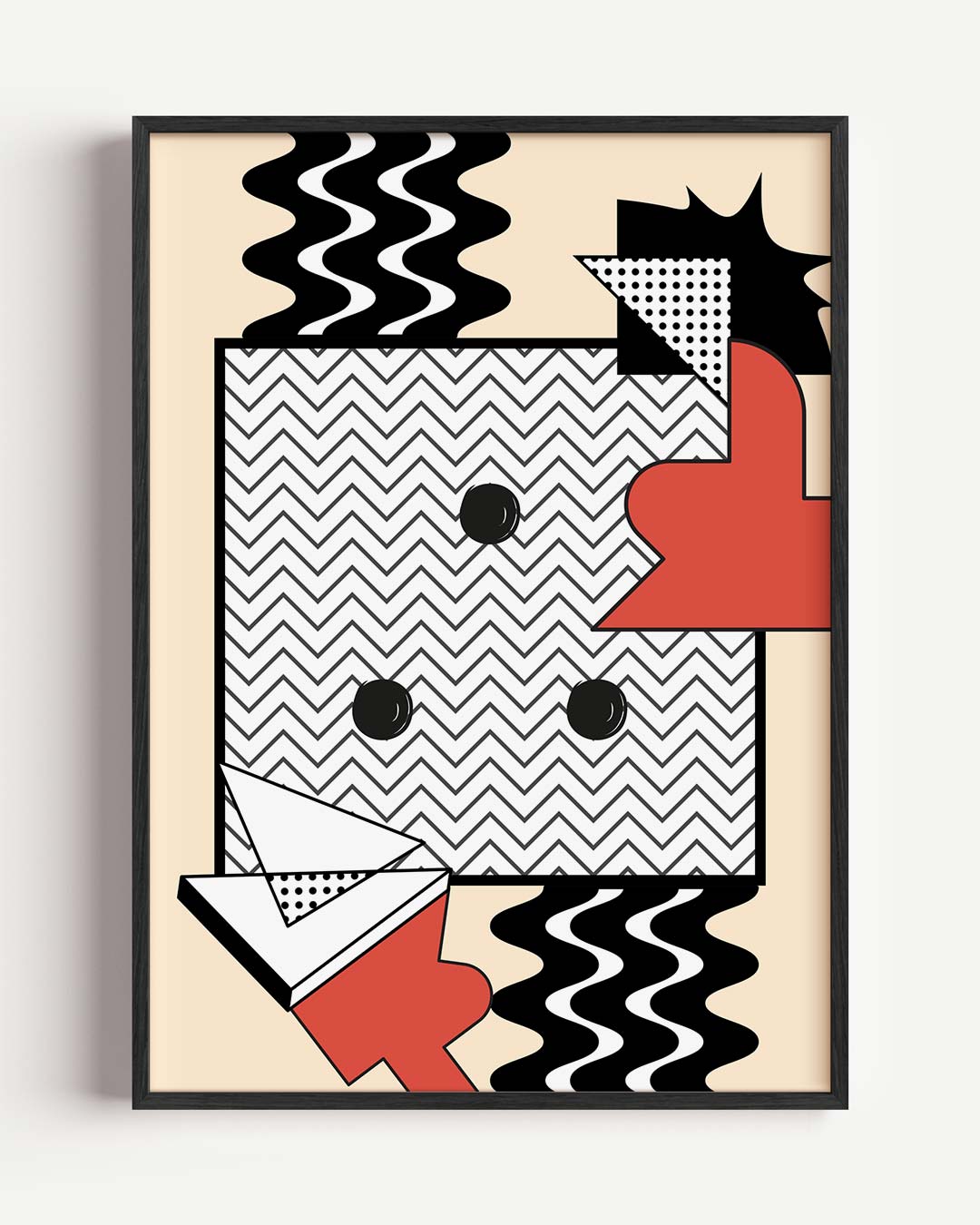Speelse Geometrische Kunstposter – kleurrijke abstracte portret poster als wanddecoratie
