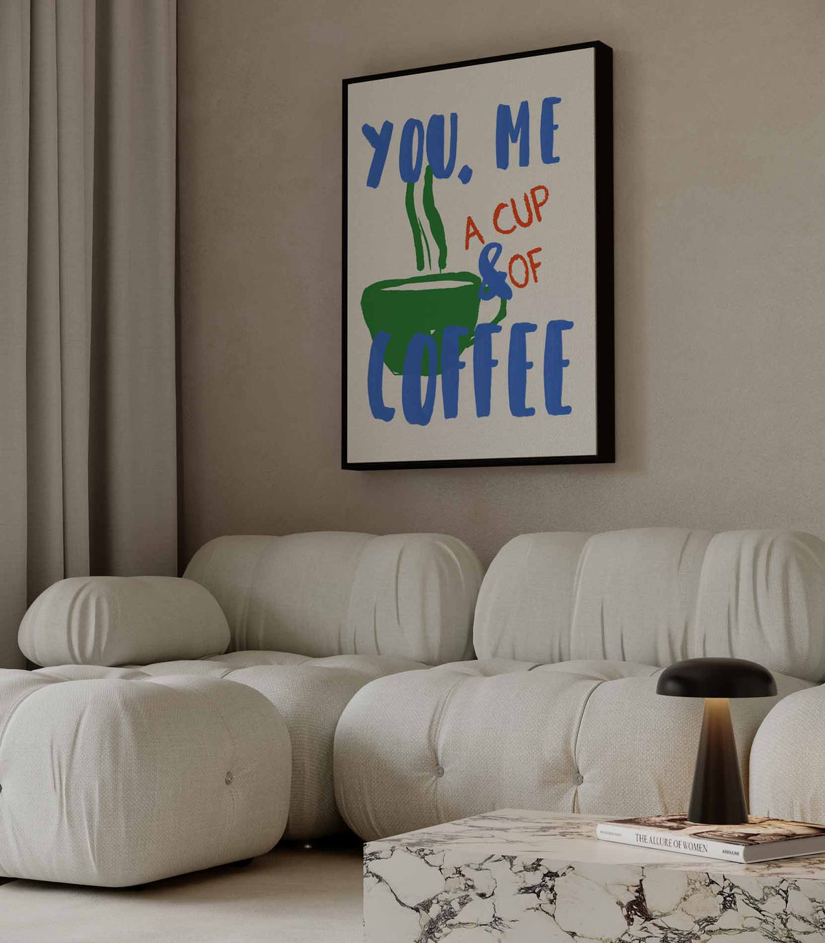 Koffieliefde Moment – modern portret kunstwerk van WallArtistic
