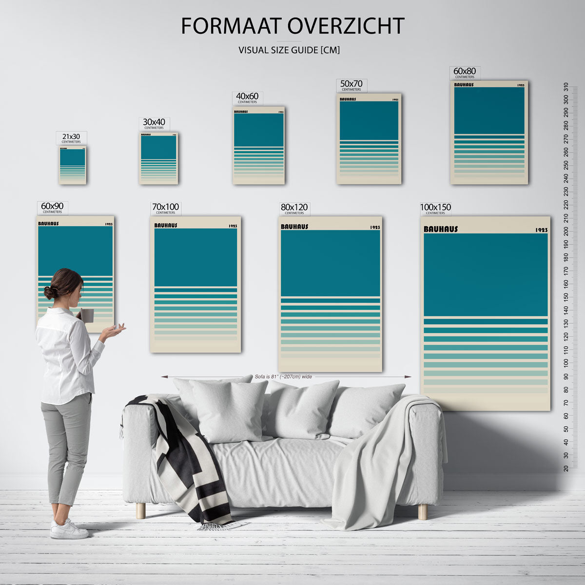 Vlakverdeling en lijnen – geometrische poster in Bauhaus-stijl van WallArtistic