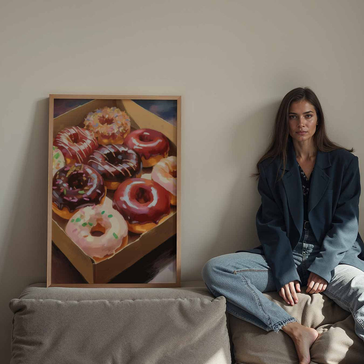 Kleurrijke Donut Delight – staande keuken wanddecoratie van WallArtistic