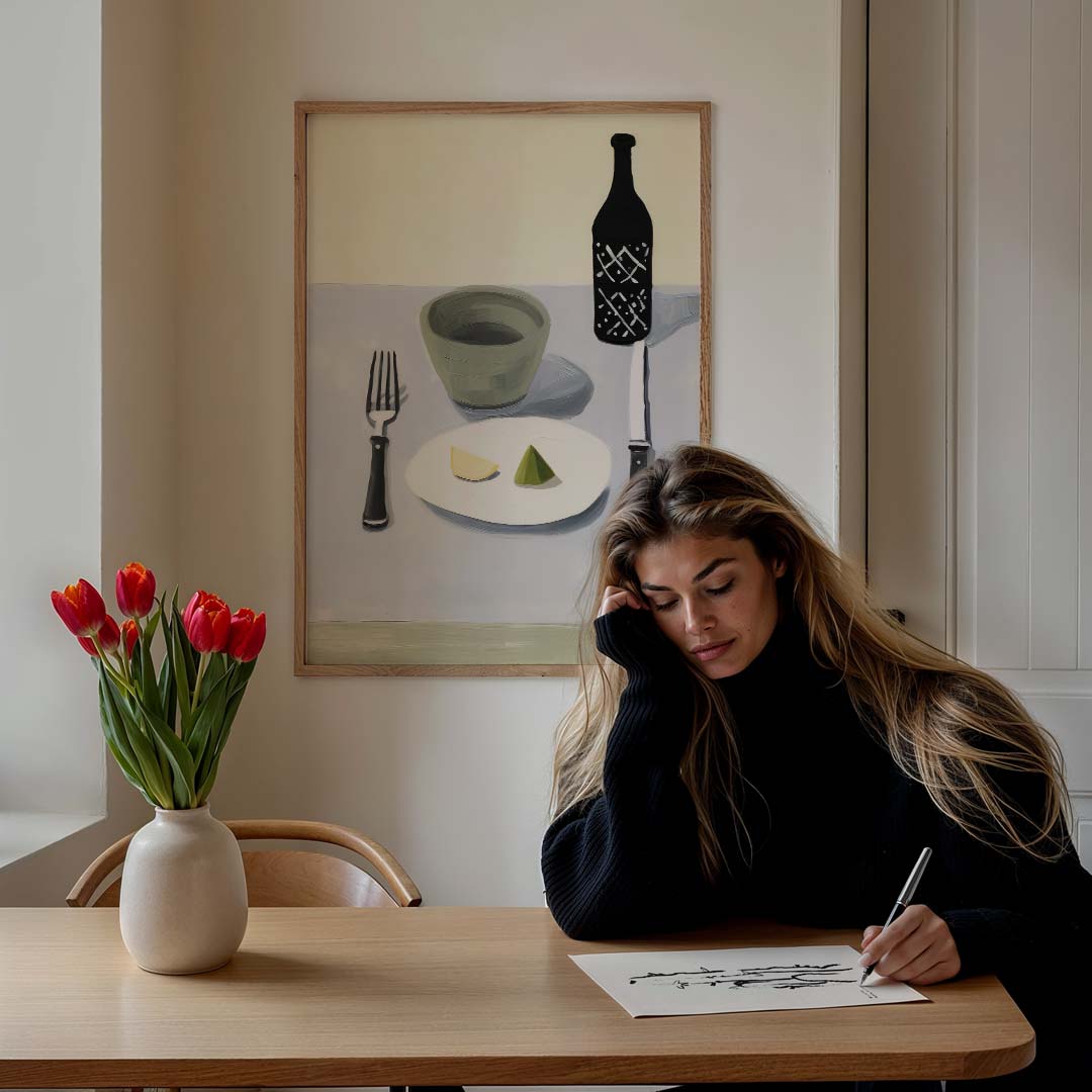 Stijlvolle Minimalistische Tafereel – culinaire wandkunst als portret poster