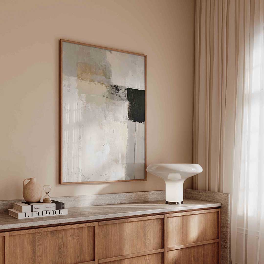Abstracte beige en zwarte – textuur poster in staand formaat