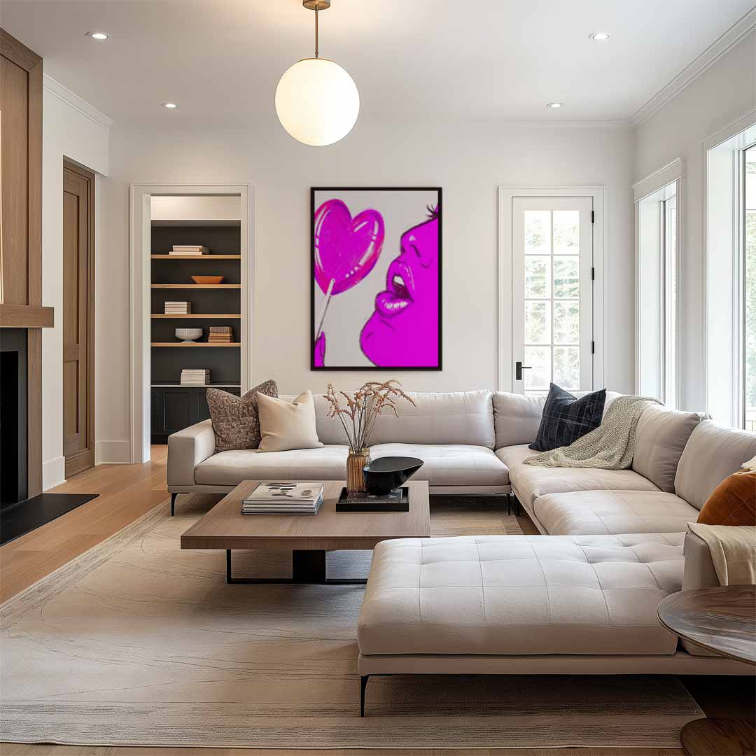 Pop Art Lollipop Sensatie – kunstwerk met zwarte baklijst