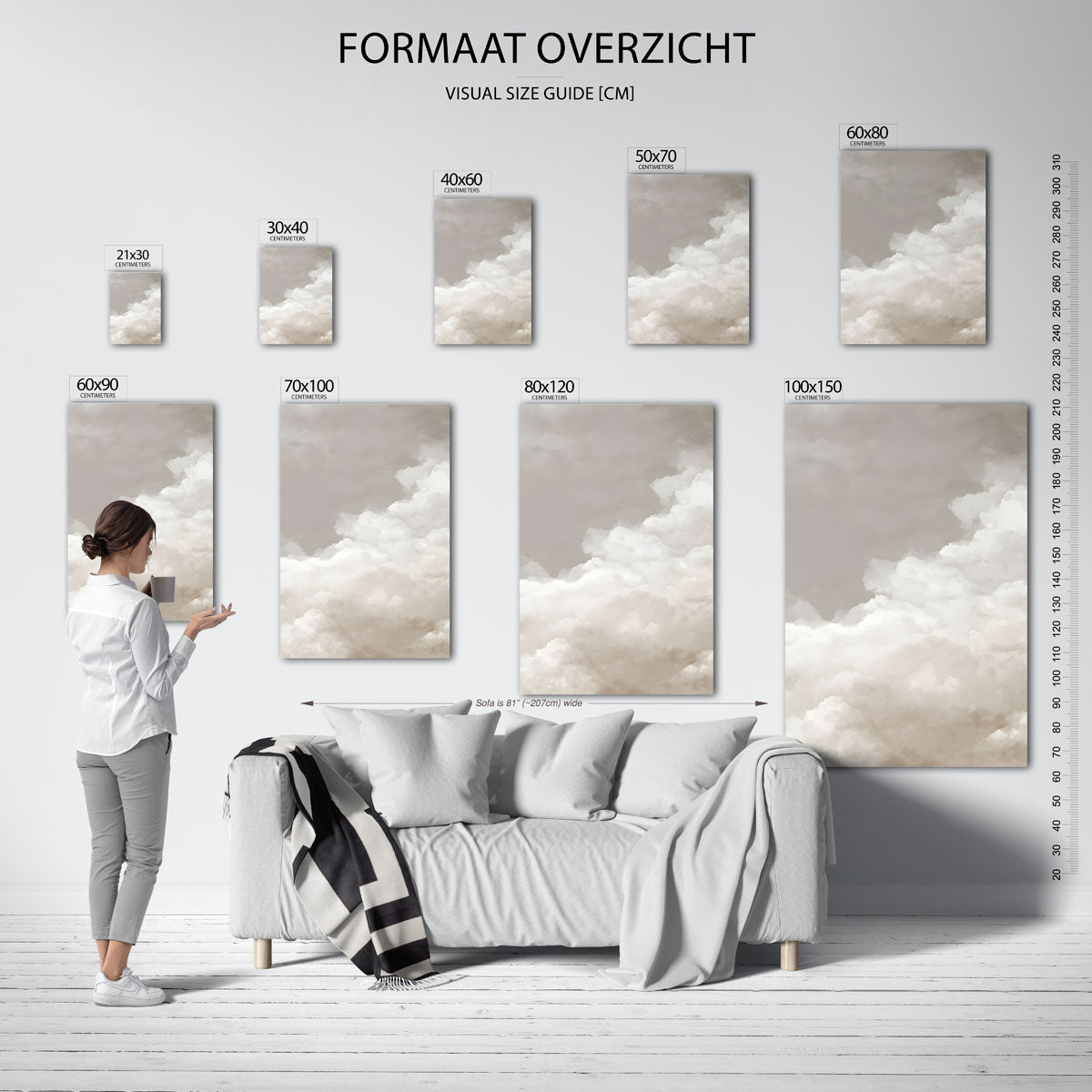 Wolkenformatie – staande muurposter met abstracte texturen