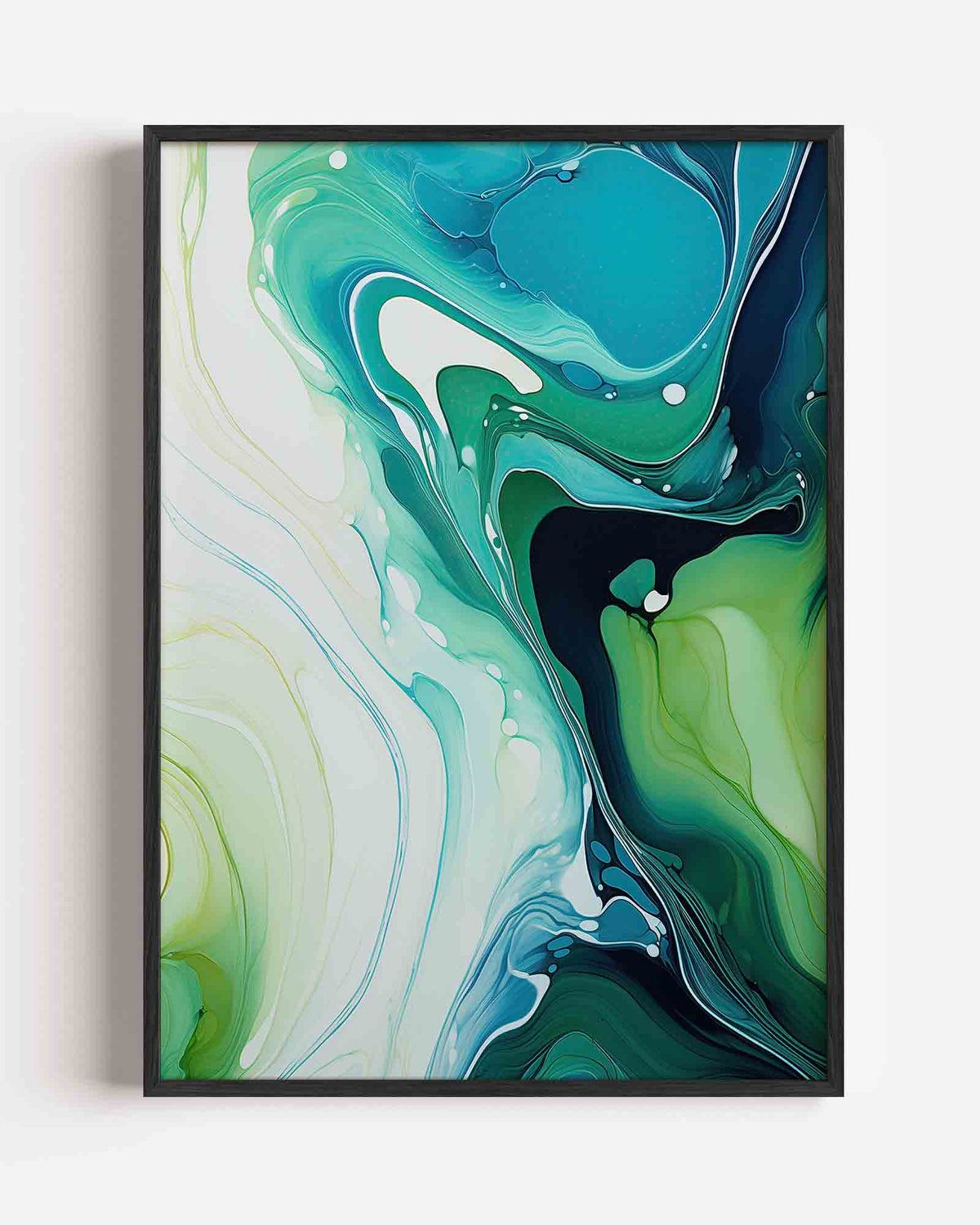 Abstracte groene en blauwe – Kleur & Vormen portret poster als wanddecoratie