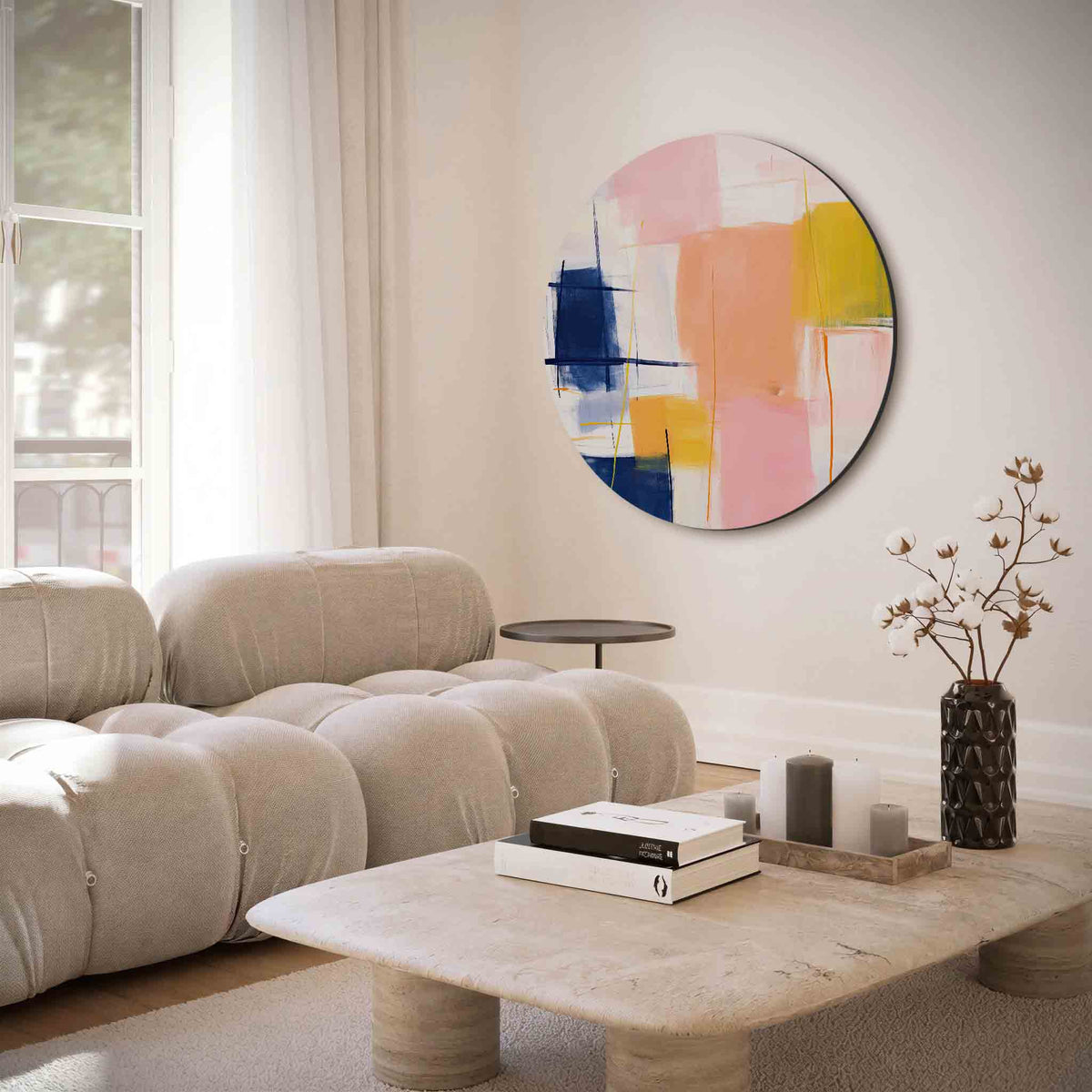 Abstracte vormen – muurcirkel met abstracte texturen voor aan de muur