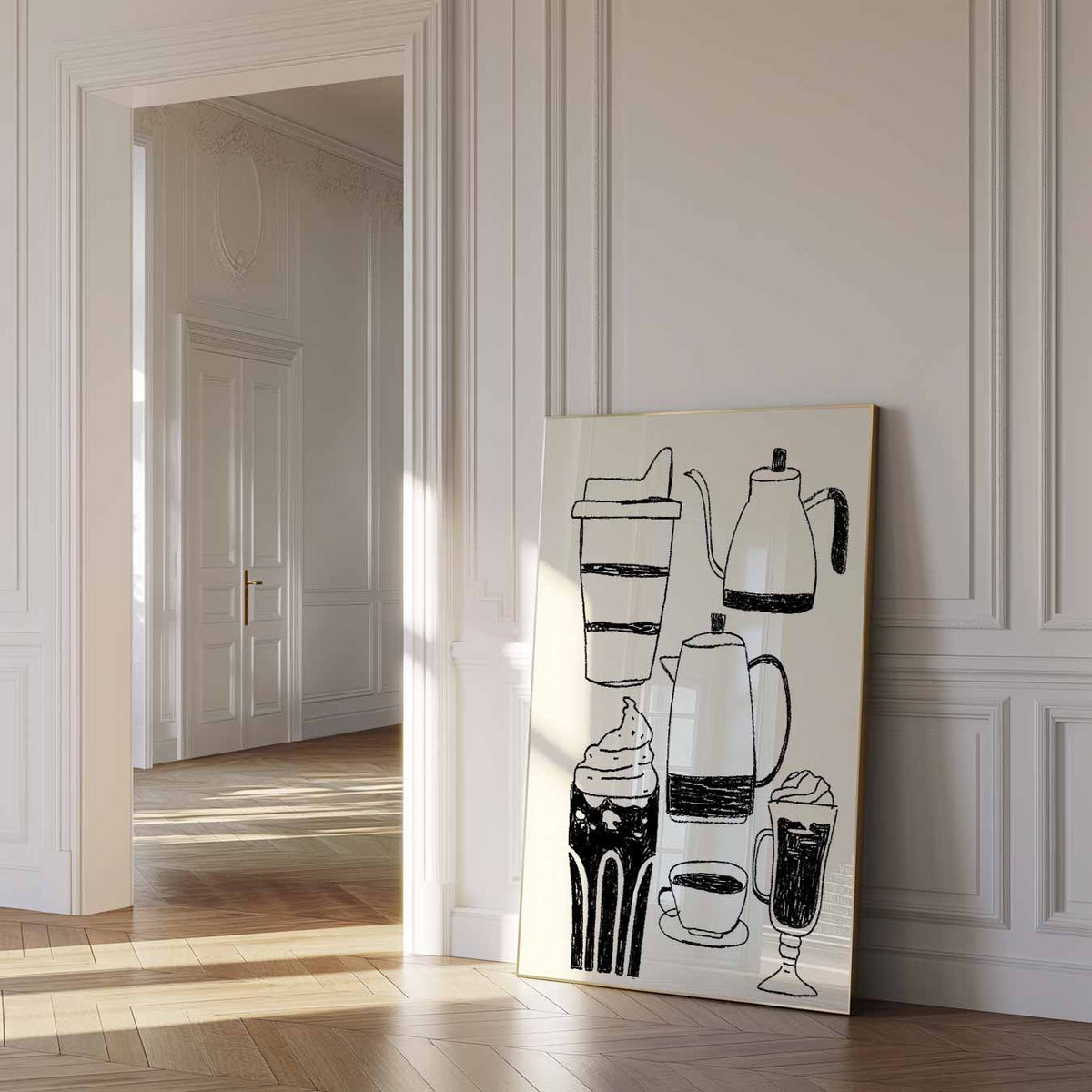 Koffiemoment Illustratie – zomer poster als frisse staande wanddecoratie