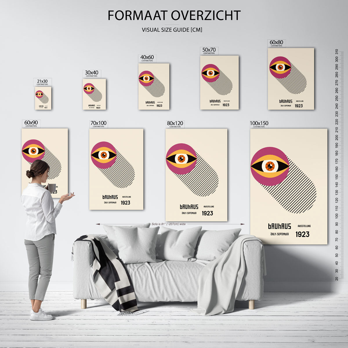 Oog en lijnen – geometrische poster in Bauhaus-stijl van WallArtistic