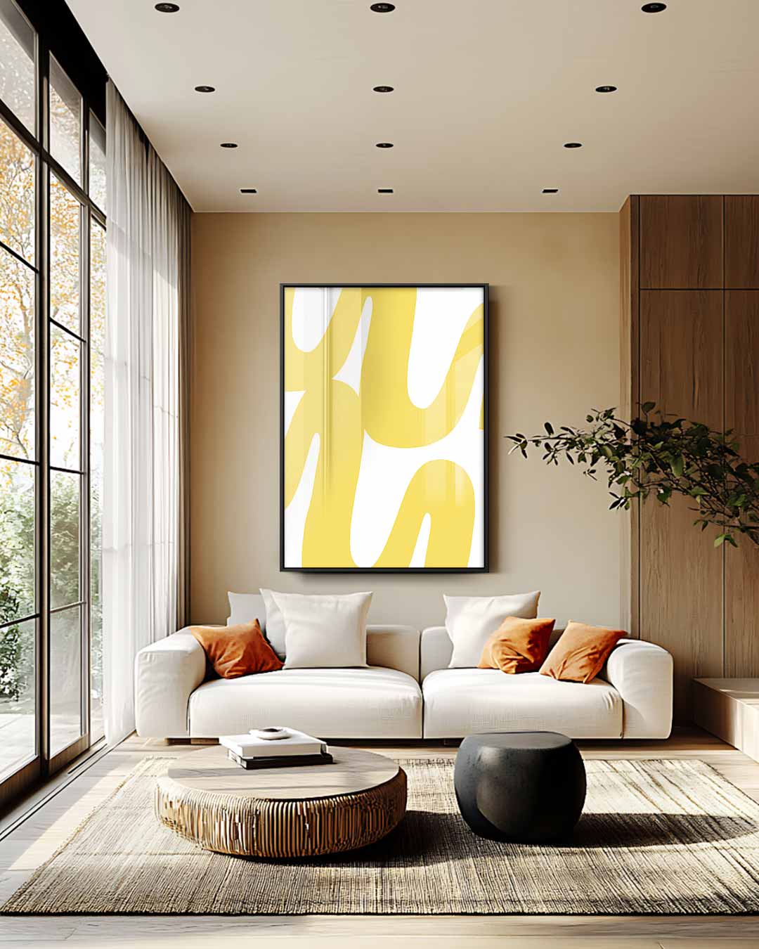Gele Golf – staande wandkunst voor woonkamer of interieur