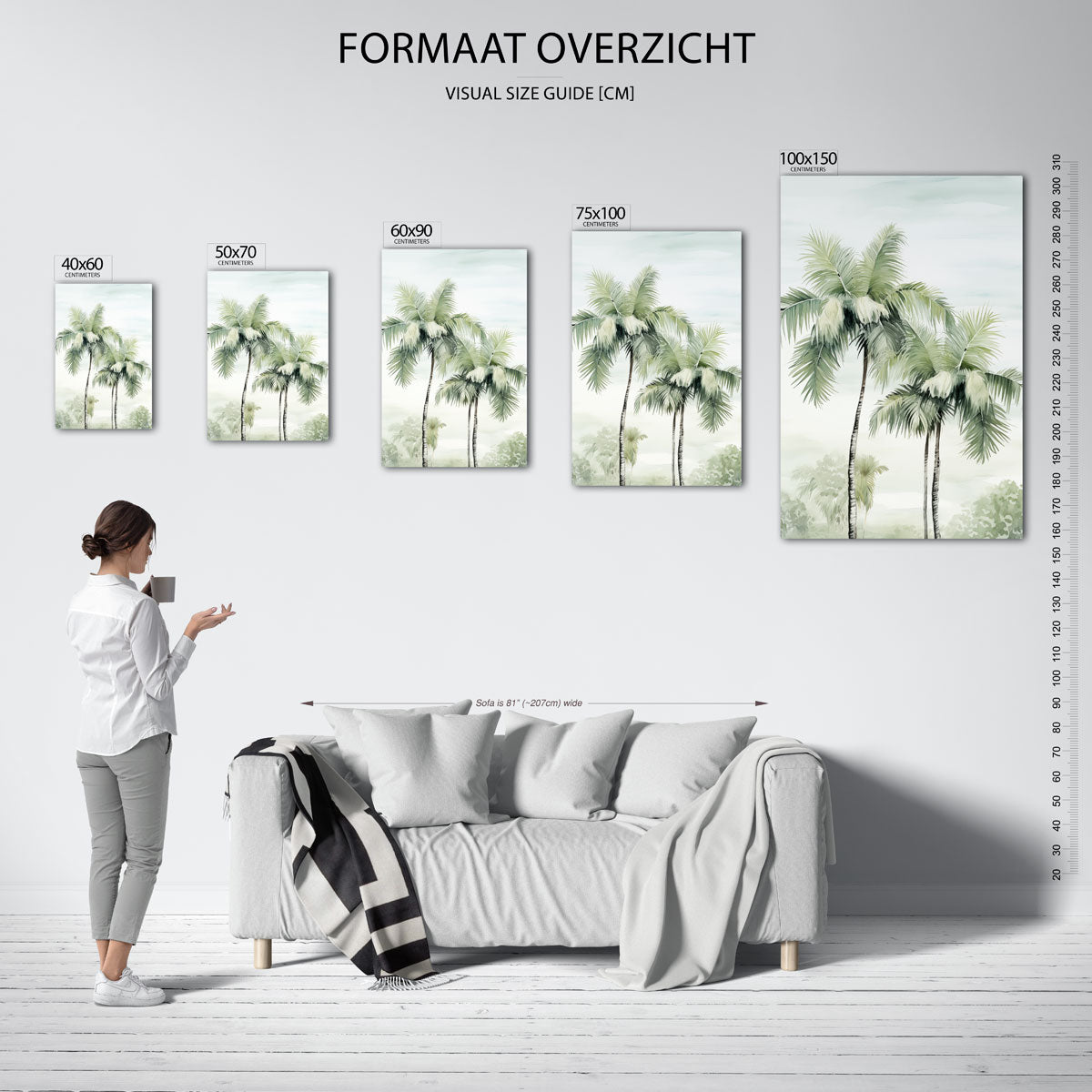 Tropische palmen – staand wanddecoratie kunstwerk