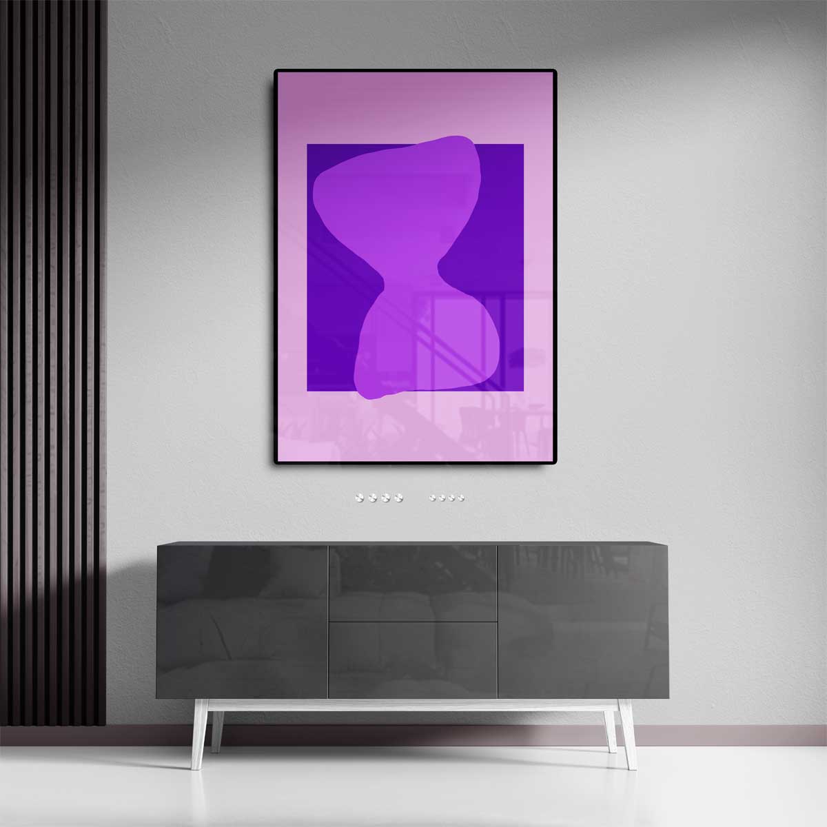 Speelse Paarse Vormen – canvas wanddecoratie in portret formaat