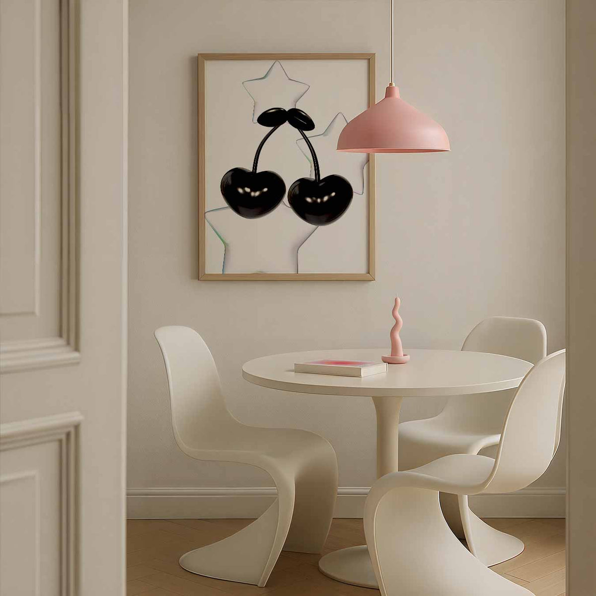 Twee Zwarte Kersen en Sterren – zomerse poster in staand formaat