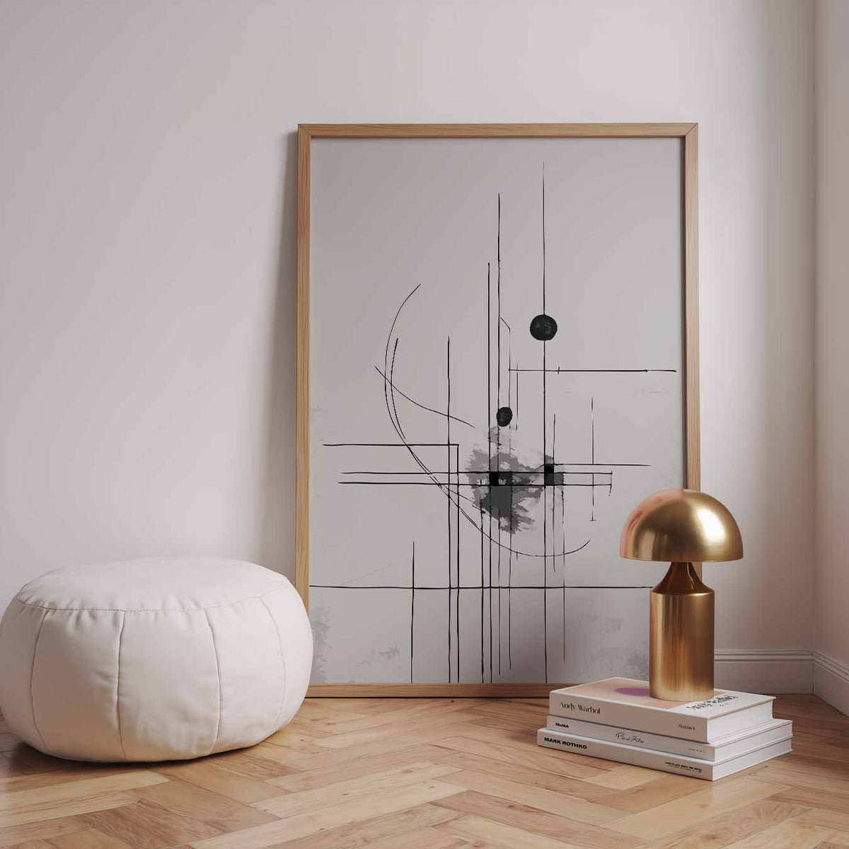 Abstracte Zwart-Wit Kunstposter – staande kleurrijke abstracte wanddecoratie van WallArtistic