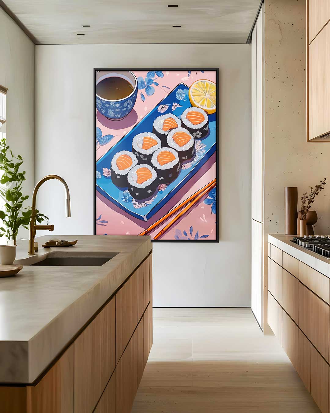 Sushi en Thee Tafereel – staand kunstwerk voor modern interieur