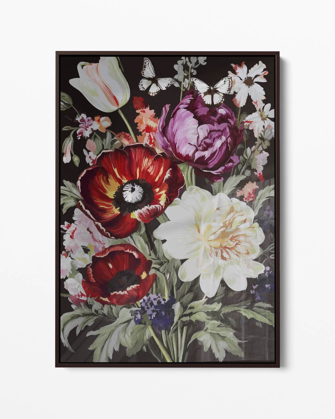 Bloemen en Vlinders Schilderij – portret kunstwerk als wanddecoratie