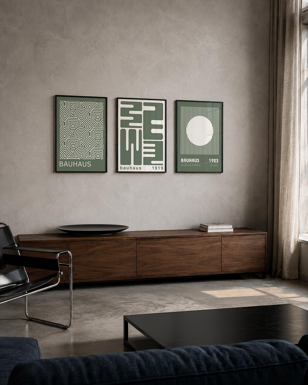 Lijnen en patronen driedelige posterset – deze posterset in drie delen toont een dynamisch lijnenspel met cirkels en