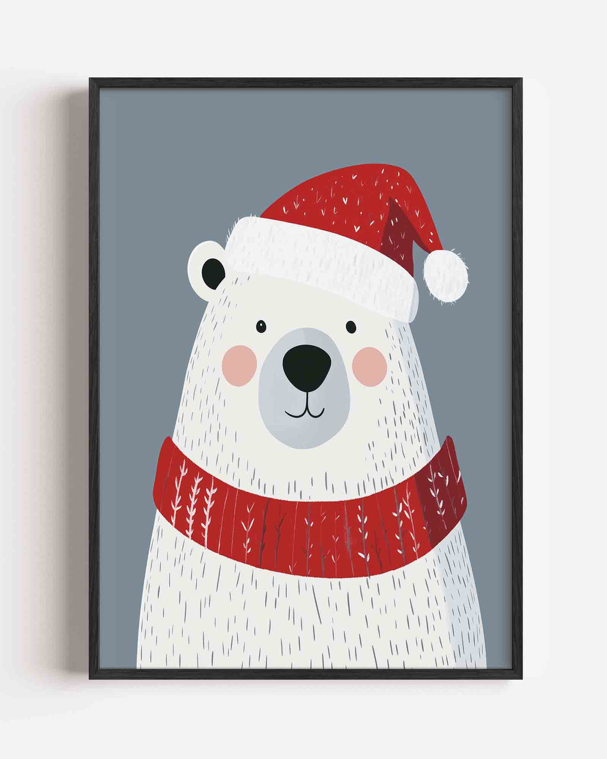 Ijsbeer met kerstmuts – kids portret poster als wanddecoratie