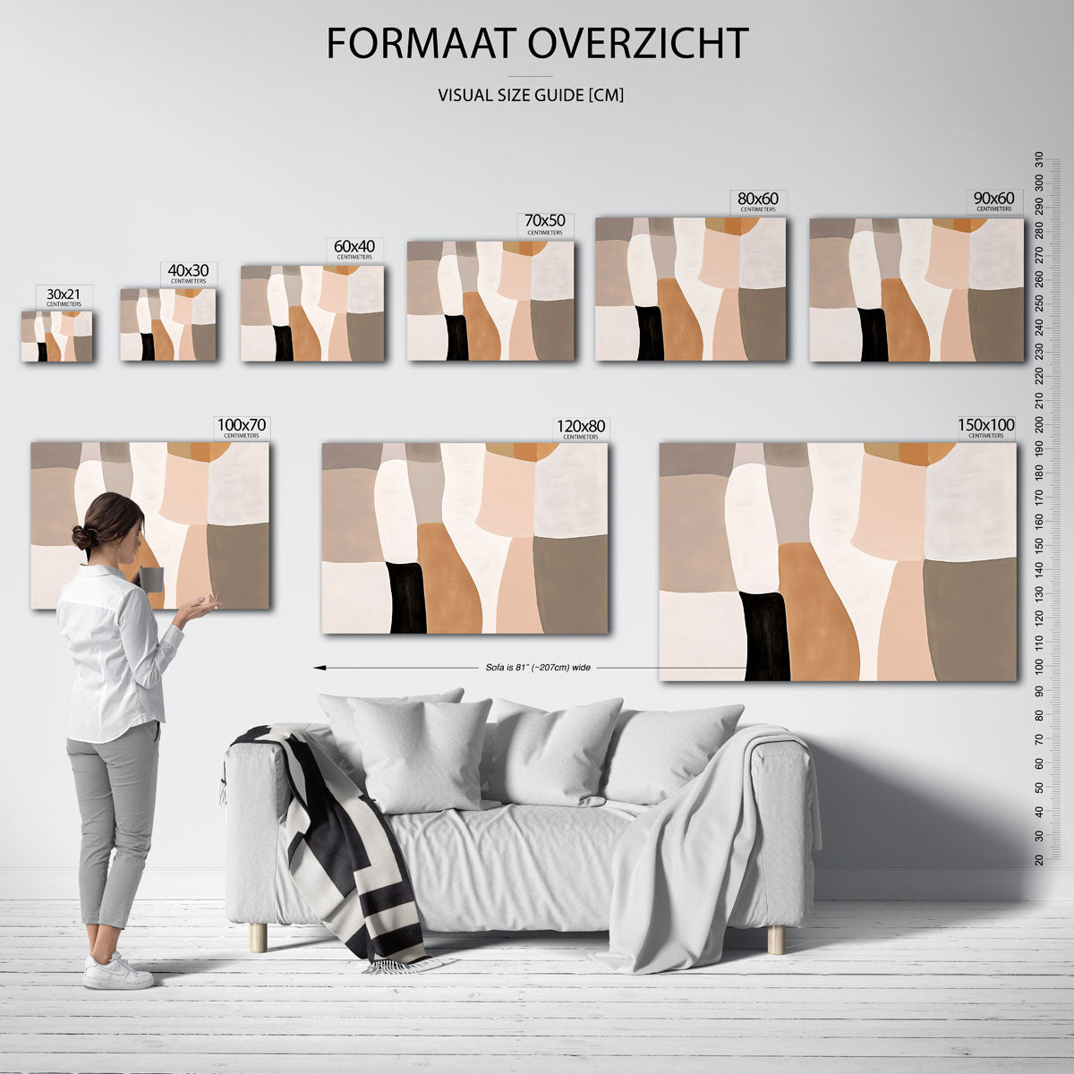Abstracte vormen – liggende muurposter met kleurrijke abstracte vormen