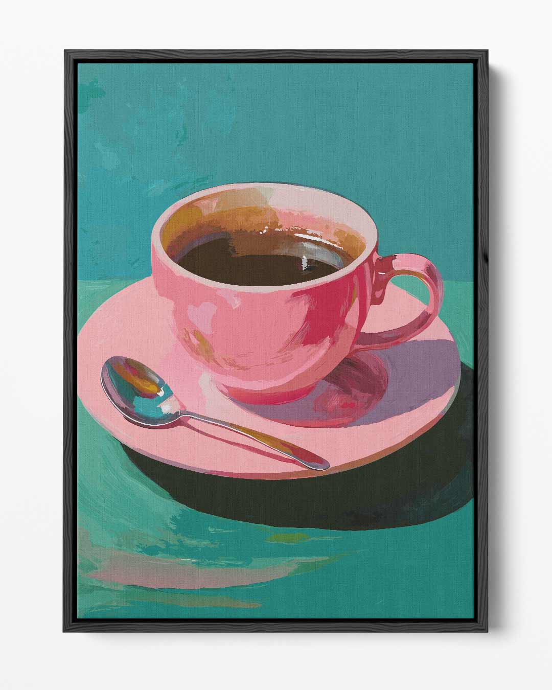 Koffie in een Roze Kopje – portret kunstwerk als wanddecoratie