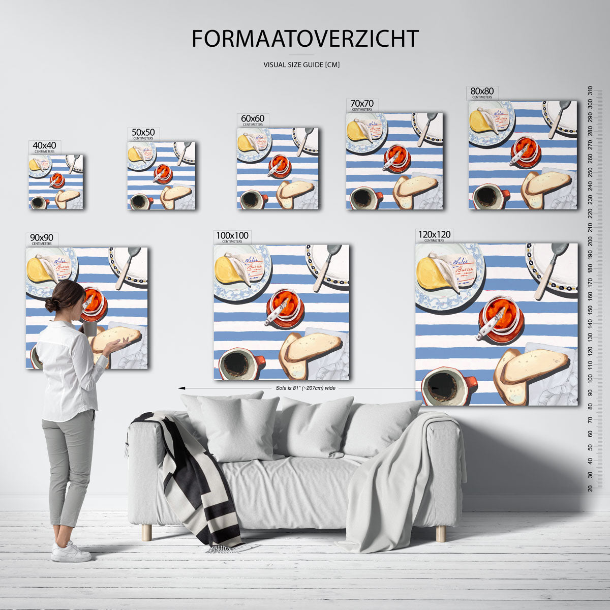 Ontbijt tafel – vierkante muurposter voor keuken of eethoek