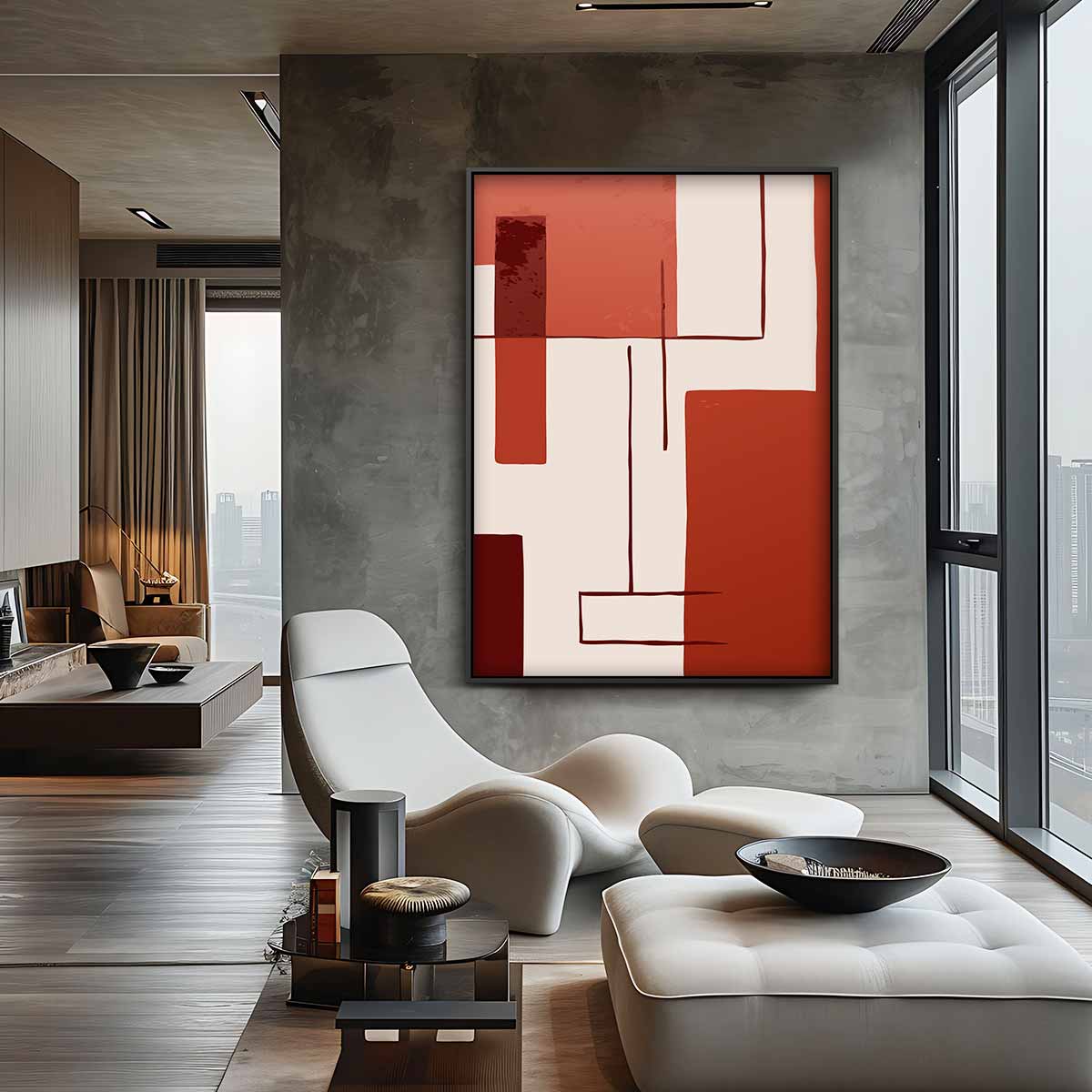 Abstracte Moderne Compositie – canvas wanddecoratie in portret formaat