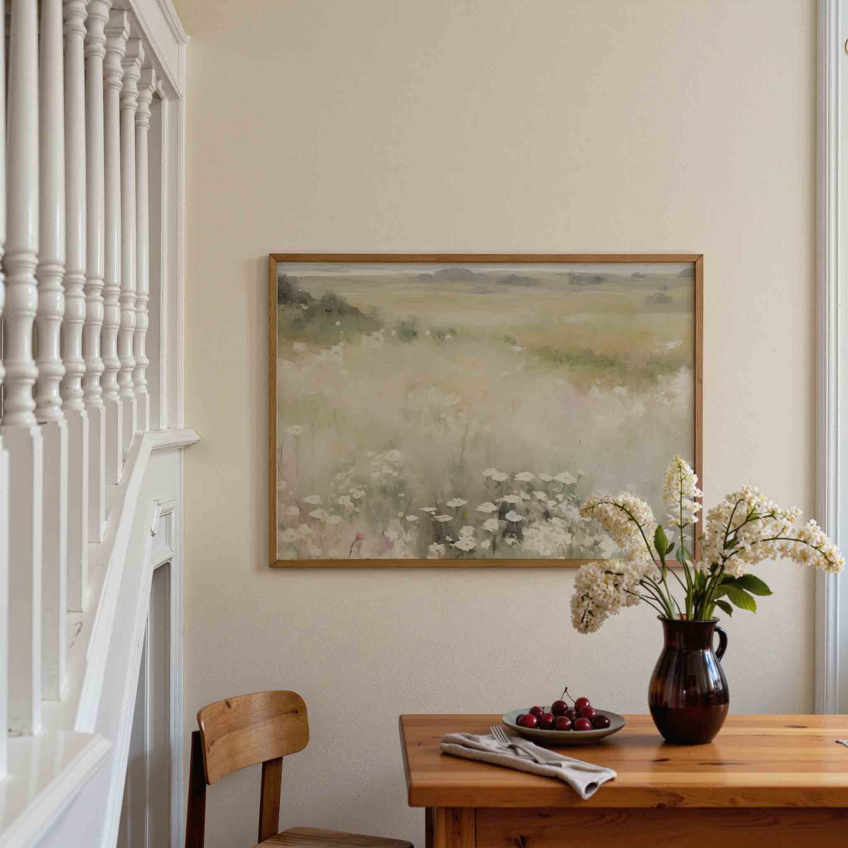 Bloemenveld – liggende illustratie poster als wanddecoratie
