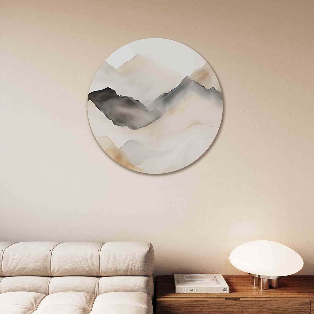 Berglandschap – kleurrijke Pop Art muurcirkel voor aan de muur