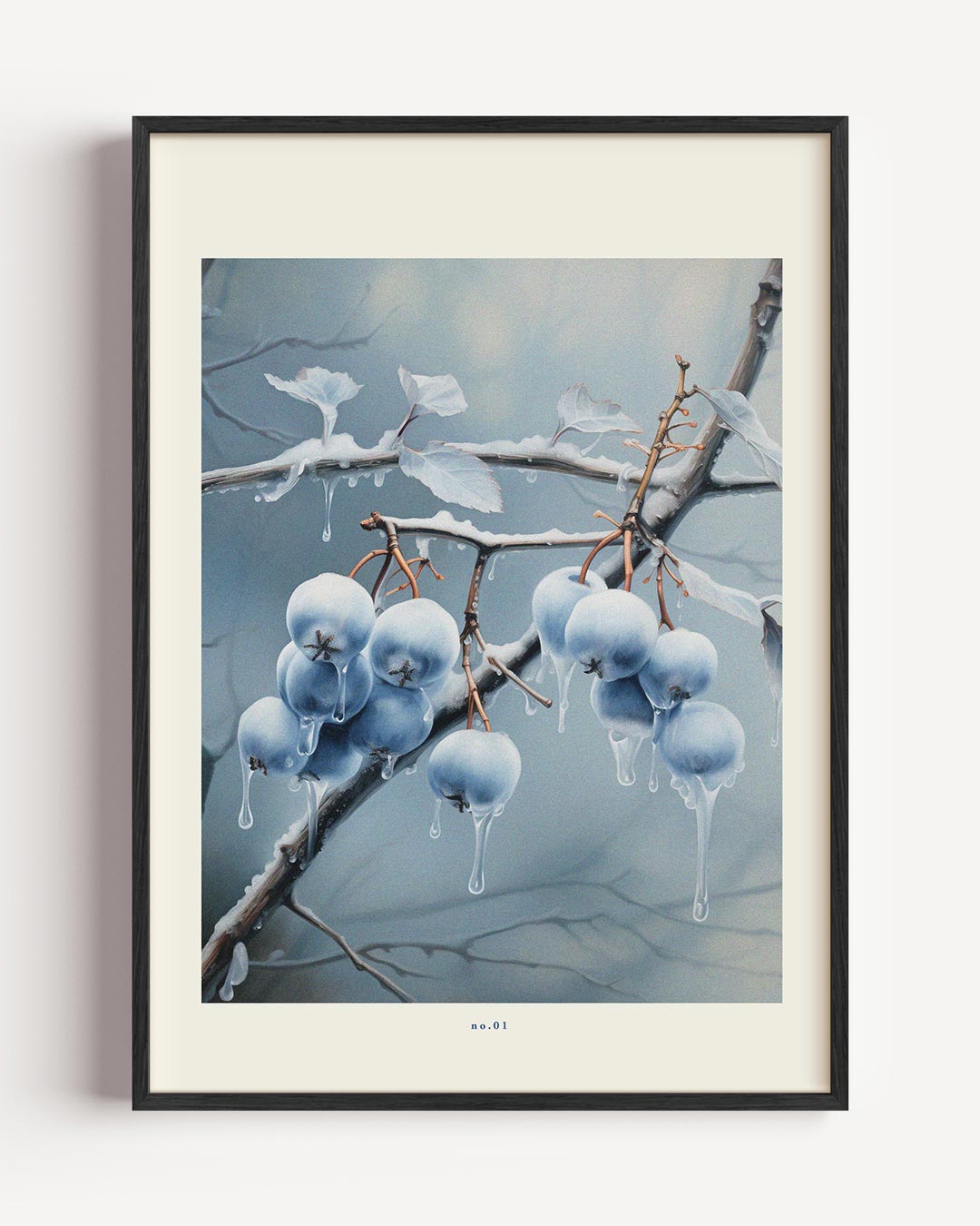 Winterse Bosbessen – kerst portret poster als wanddecoratie