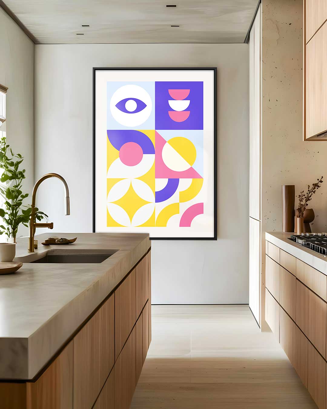 Kleurrijk Geometrisch Vreugde – dibond wanddecoratie in staand formaat