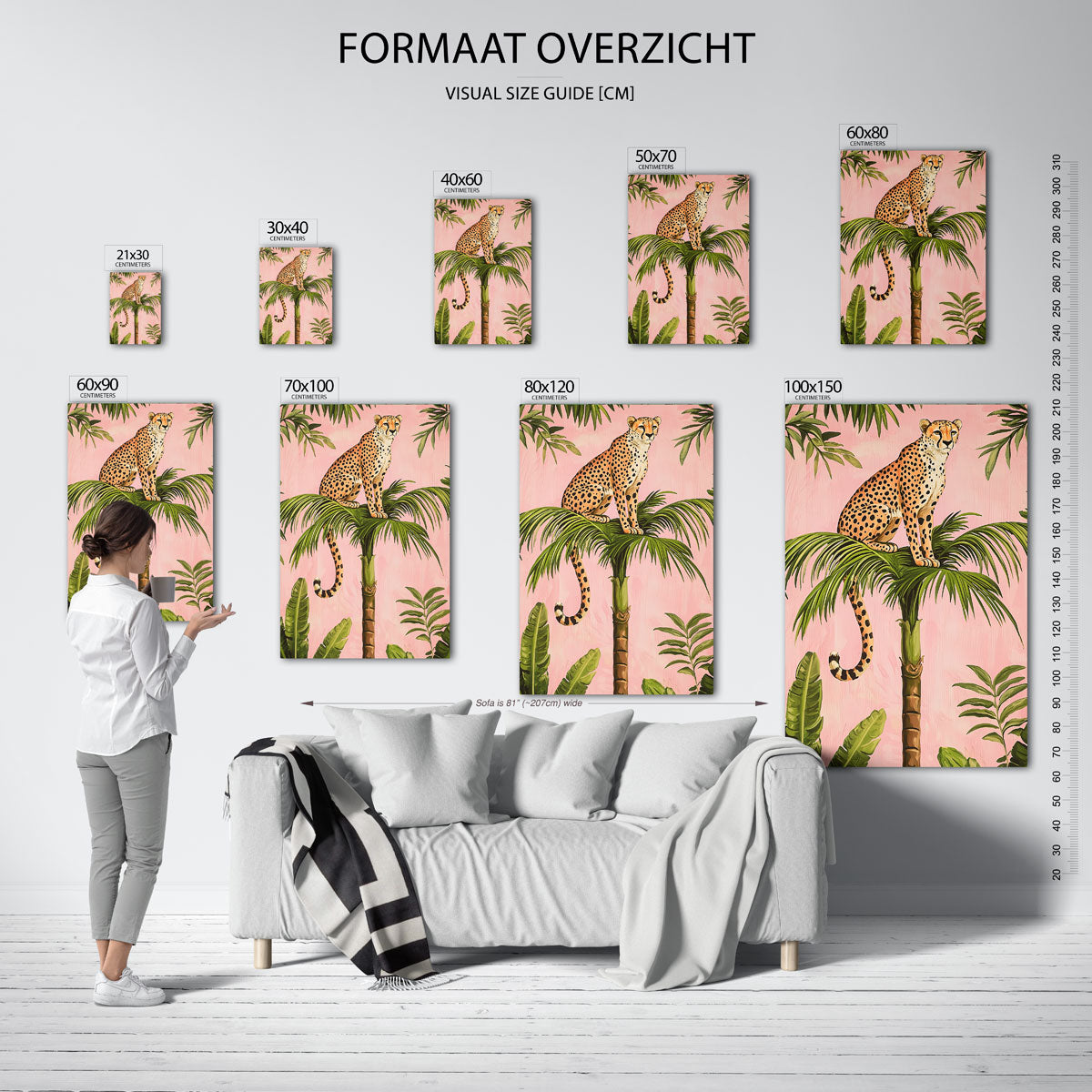 Luipaard op palm – staande muurposter met dierenthema