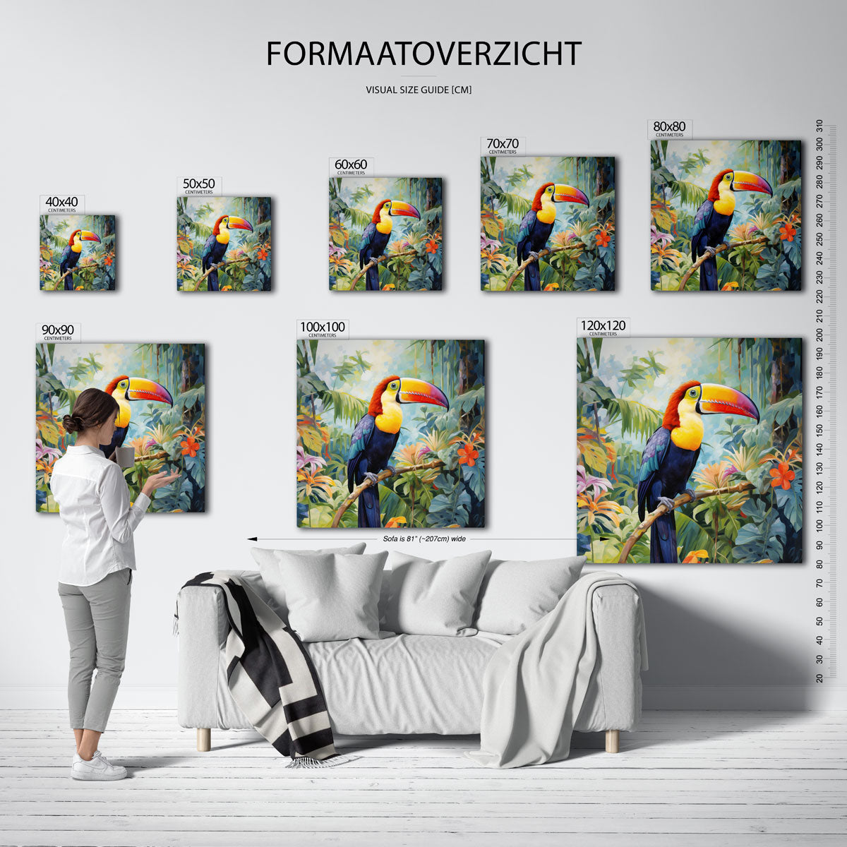 Toekan in jungle – tropische wandkunst als vierkante poster