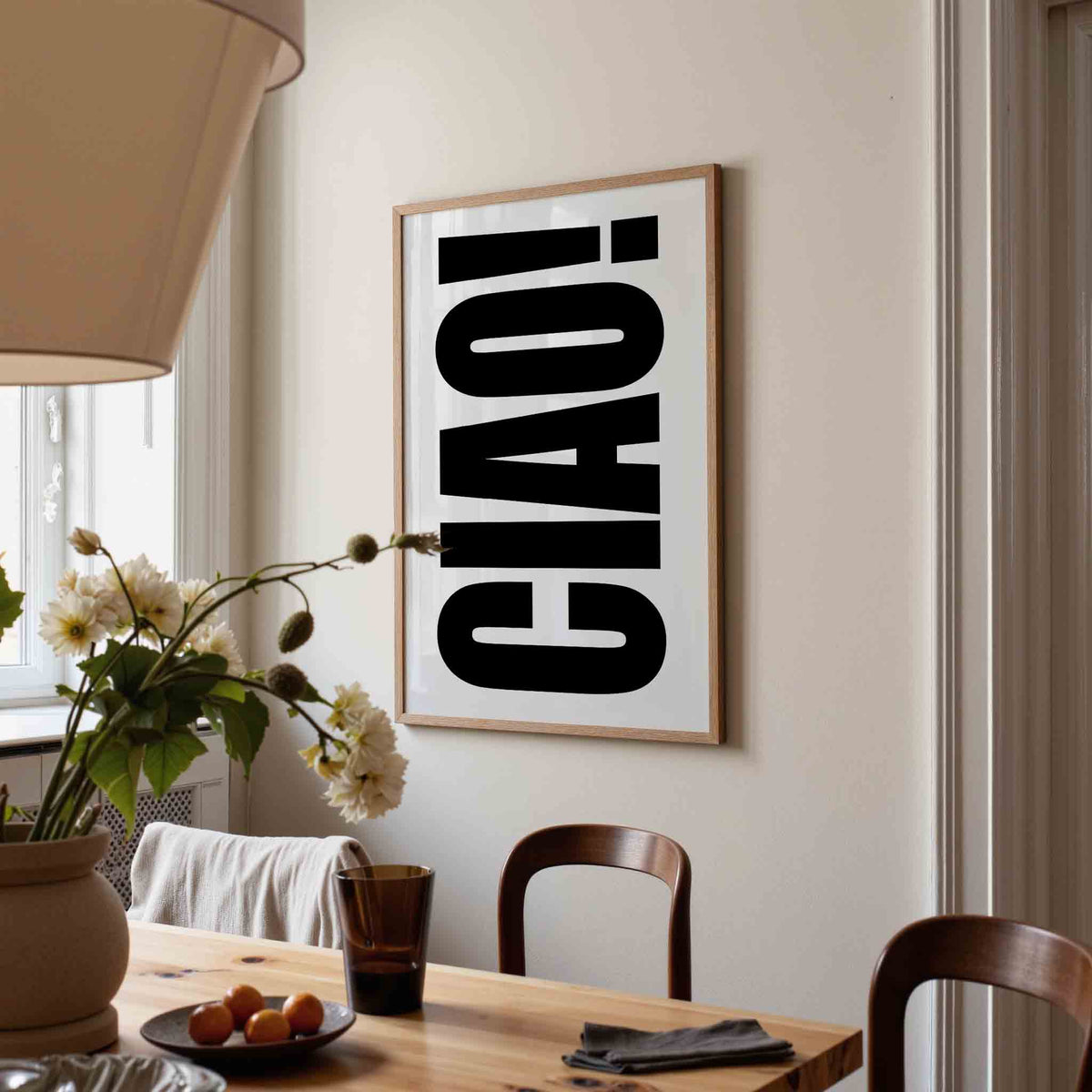 Ciao typografie – kunst en design poster in portret formaat
