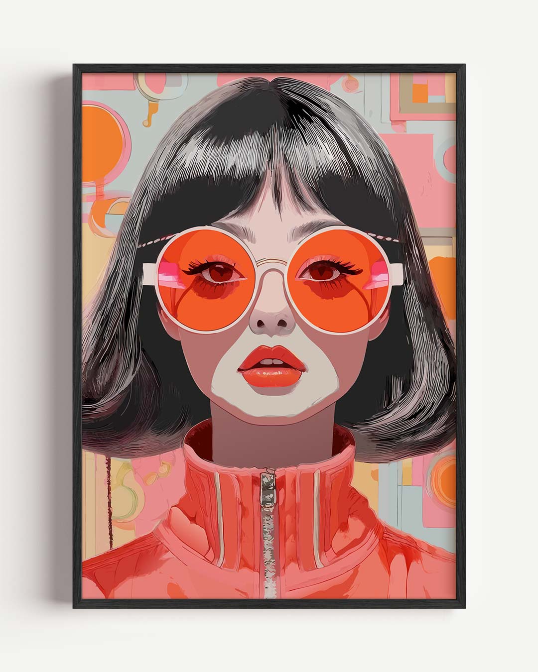 Retro Vrouw met Zonnebril – Popart en Streetart portret poster als wanddecoratie