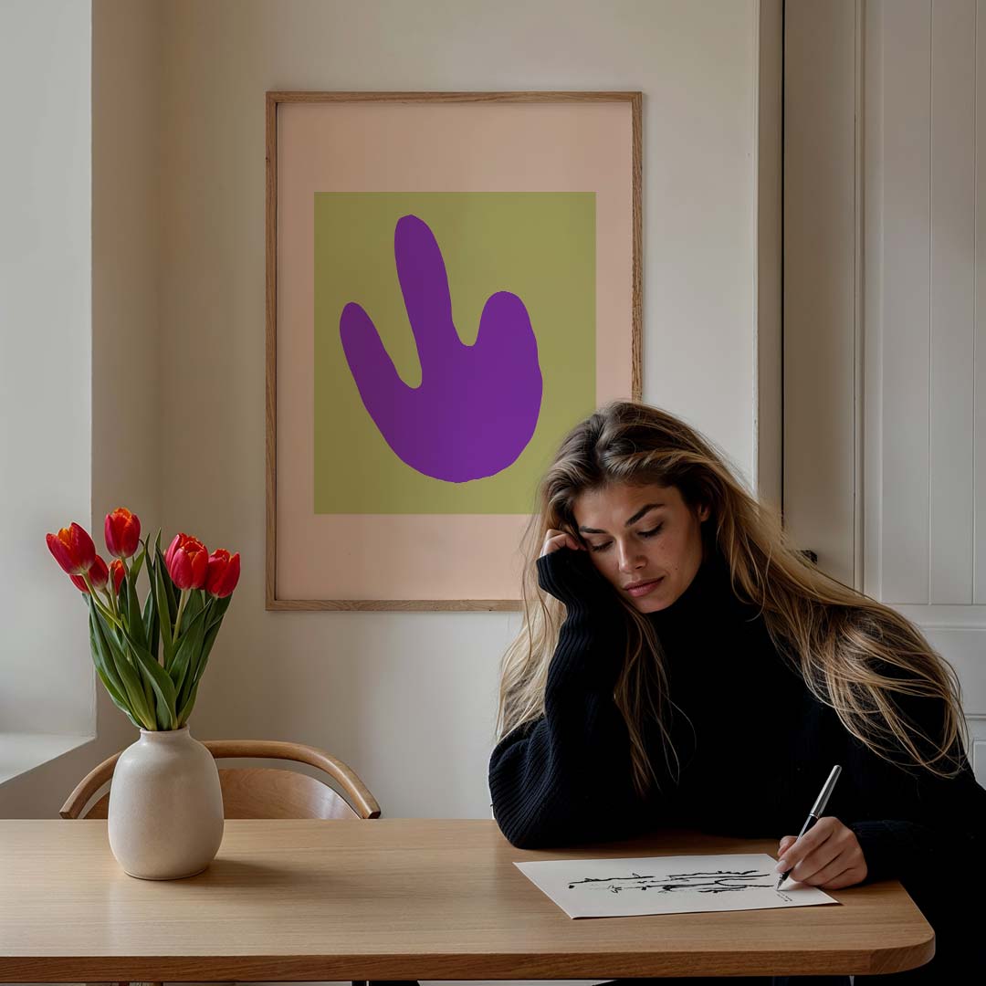 Moderne Abstracte Handafdruk – staande muurposter met kleurrijke abstracte vormen