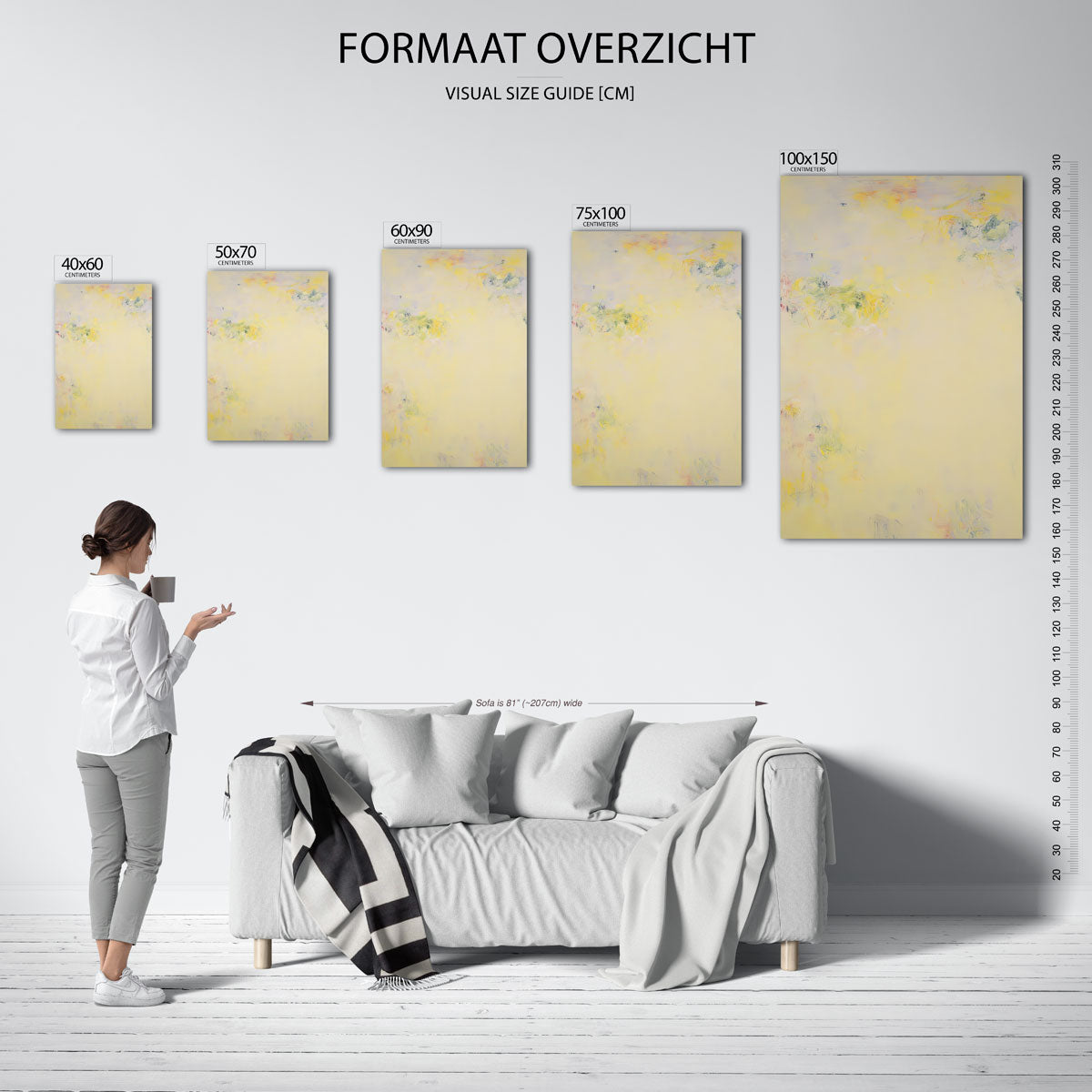 Zachte kleurencompositie – moderne staande wandkunst