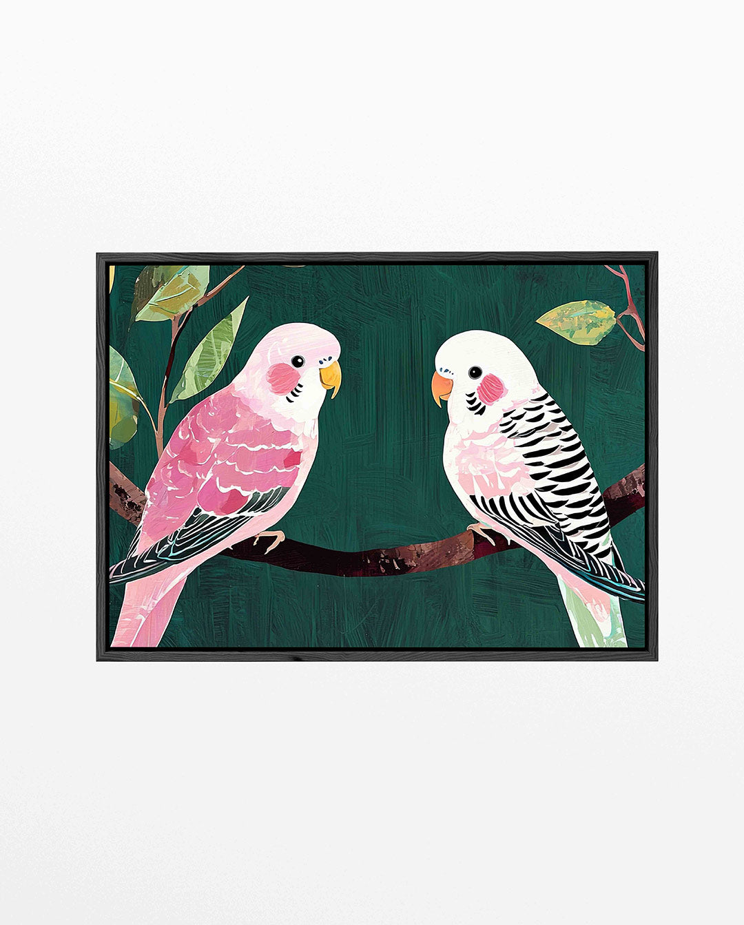 Vrolijke parkieten – liggend dieren kunstwerk