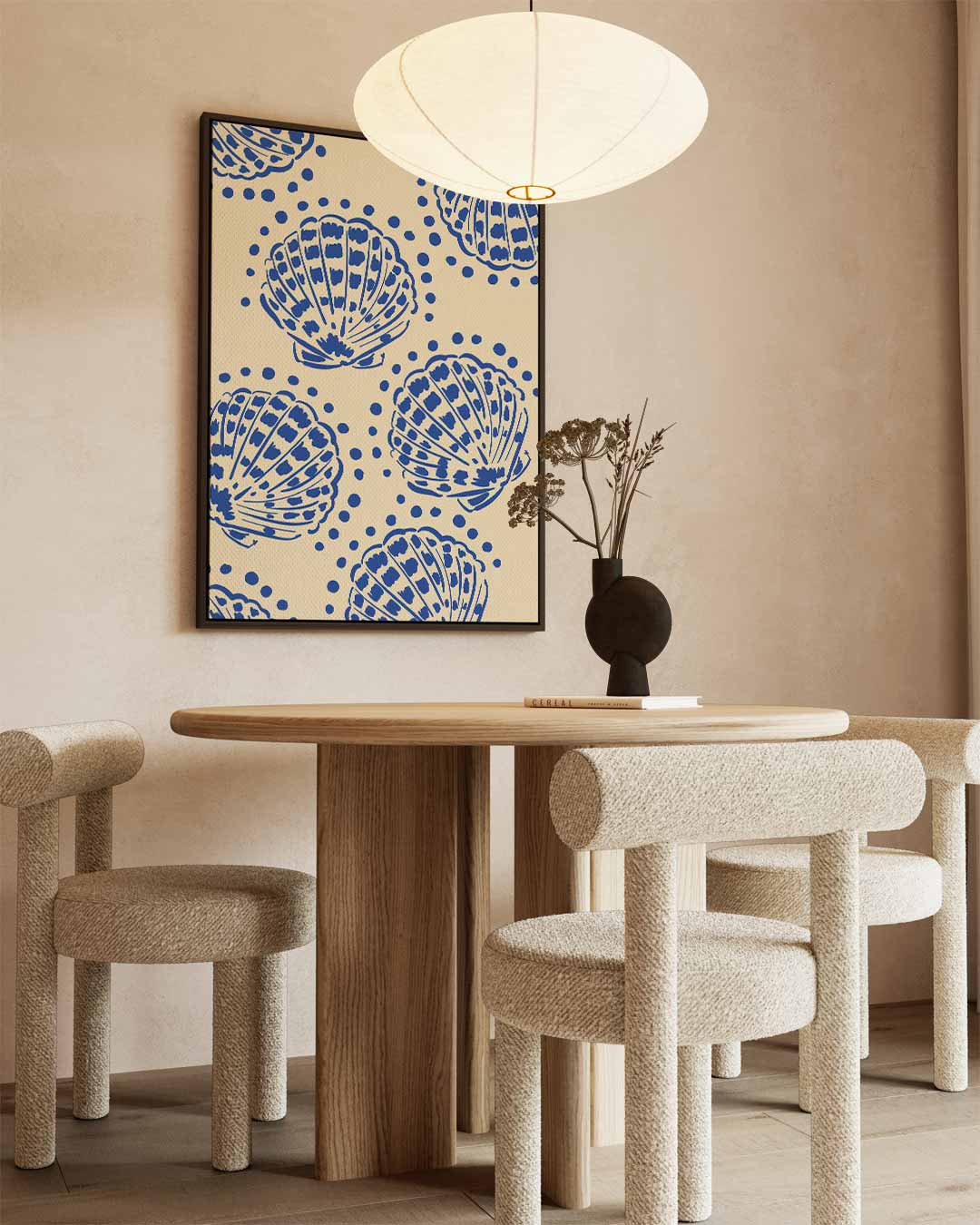 Blauwe Schelpenpatroon – dibond kunstwerk als wanddecoratie