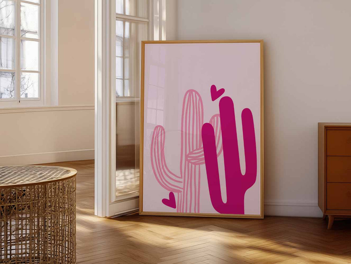 Vrolijke Cactus Harten – vrolijke paasillustratie als portret poster