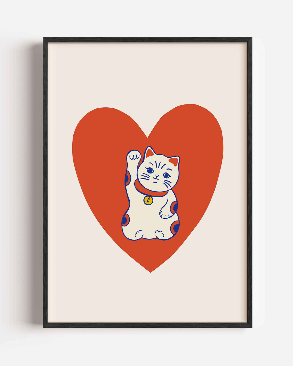 Kat met hart – Aziatische portret poster als wanddecoratie
