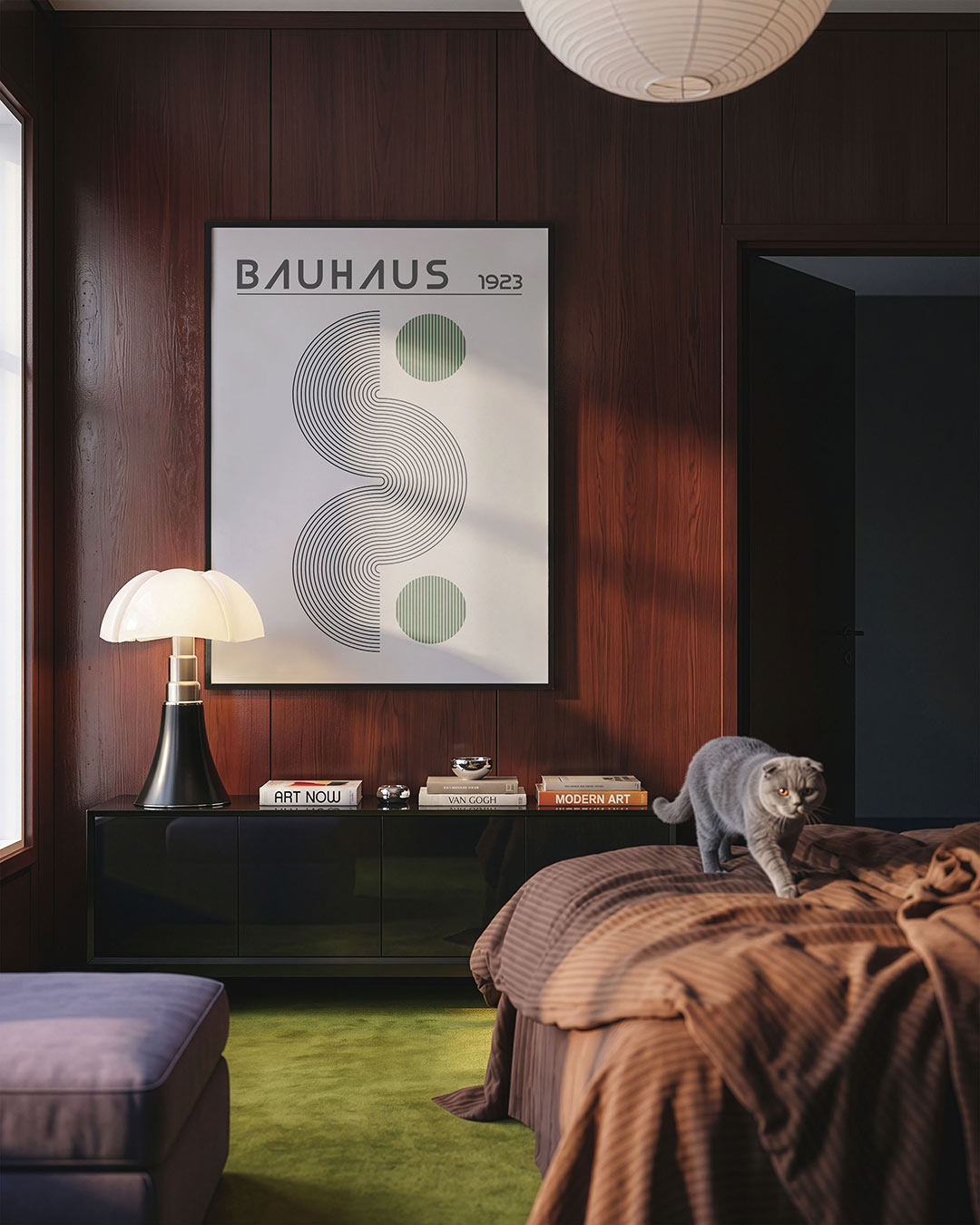 Lijnen en cirkel – geometrische Bauhaus poster in staand formaat