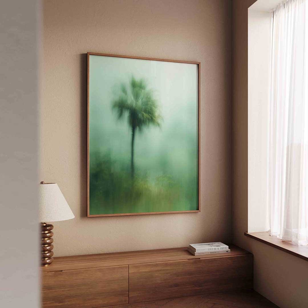 Vervagende palm – tropische wandkunst als portret poster
