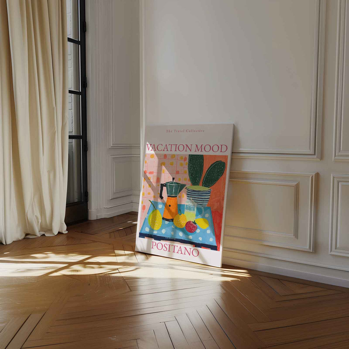 Zomerse Positano Vibes – dibond wanddecoratie in staand formaat
