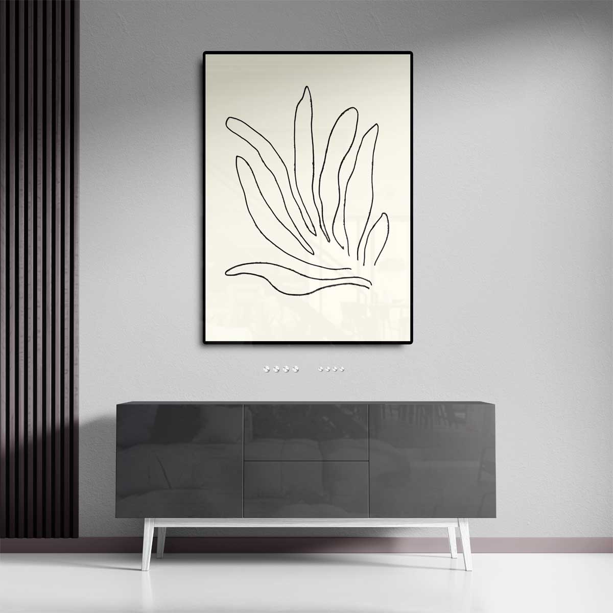 Organische Lijntekening – staand kunstwerk voor modern interieur